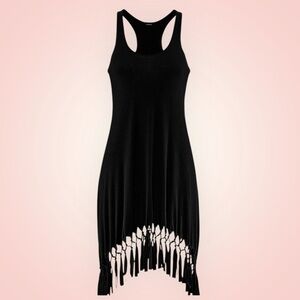 LASCANA for Venus Fringe Hem Beach Dress Women’s Size 8 Black NWT